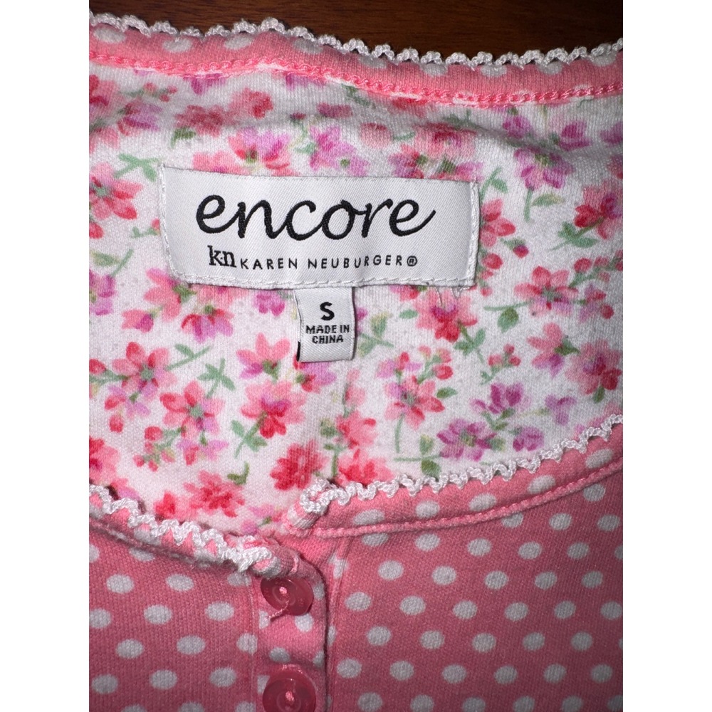 Encore Karen Neuburger Pajama Set Women S Pink Mint Polka Dot Floral 2-Pack Exc - Picture 3 of 8